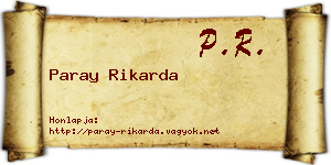 Paray Rikarda névjegykártya